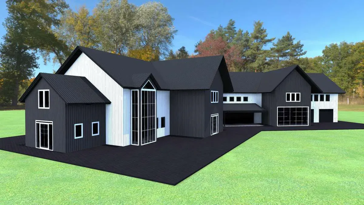 Lux barndo exterior with multiple structures